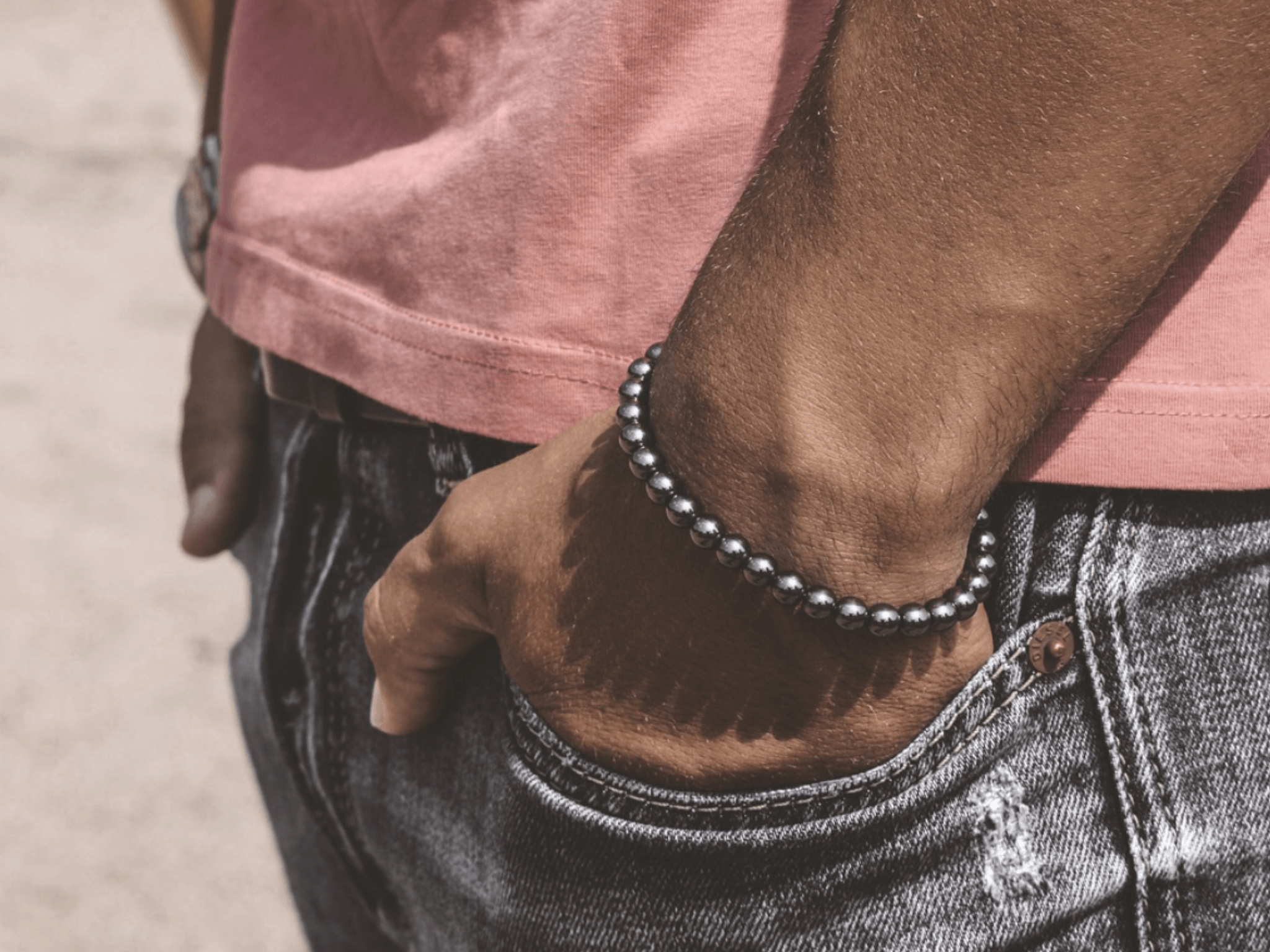 Hematite Macramé Bracelet - Premium Mens Bead Bracelet - Lukze