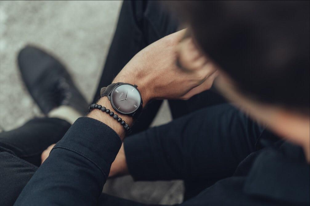 Triple Black Macramé Bracelet - Premium Mens Bead Bracelet - Lukze