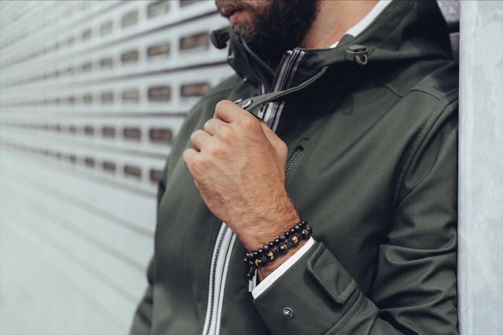 Triple Black Macramé Bracelet - Premium Mens Bead Bracelet - Lukze