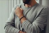 Triple Black Macramé Bracelet - Premium Mens Bead Bracelet - Lukze