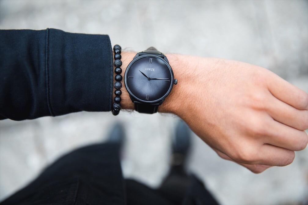 Triple Black Macramé Bracelet - Premium Mens Bead Bracelet - Lukze