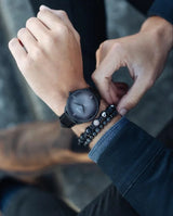 Triple Black Macramé Bracelet - Premium Mens Bead Bracelet - Lukze