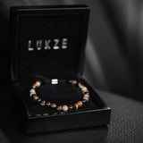 Brown Striped Agate Macramé Bracelet - Premium Mens Bead Bracelet - Lukze