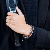Brown Striped Agate Macramé Bracelet - Premium Mens Bead Bracelet - Lukze