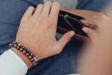 Brown Striped Agate Macramé Bracelet - Premium Mens Bead Bracelet - Lukze