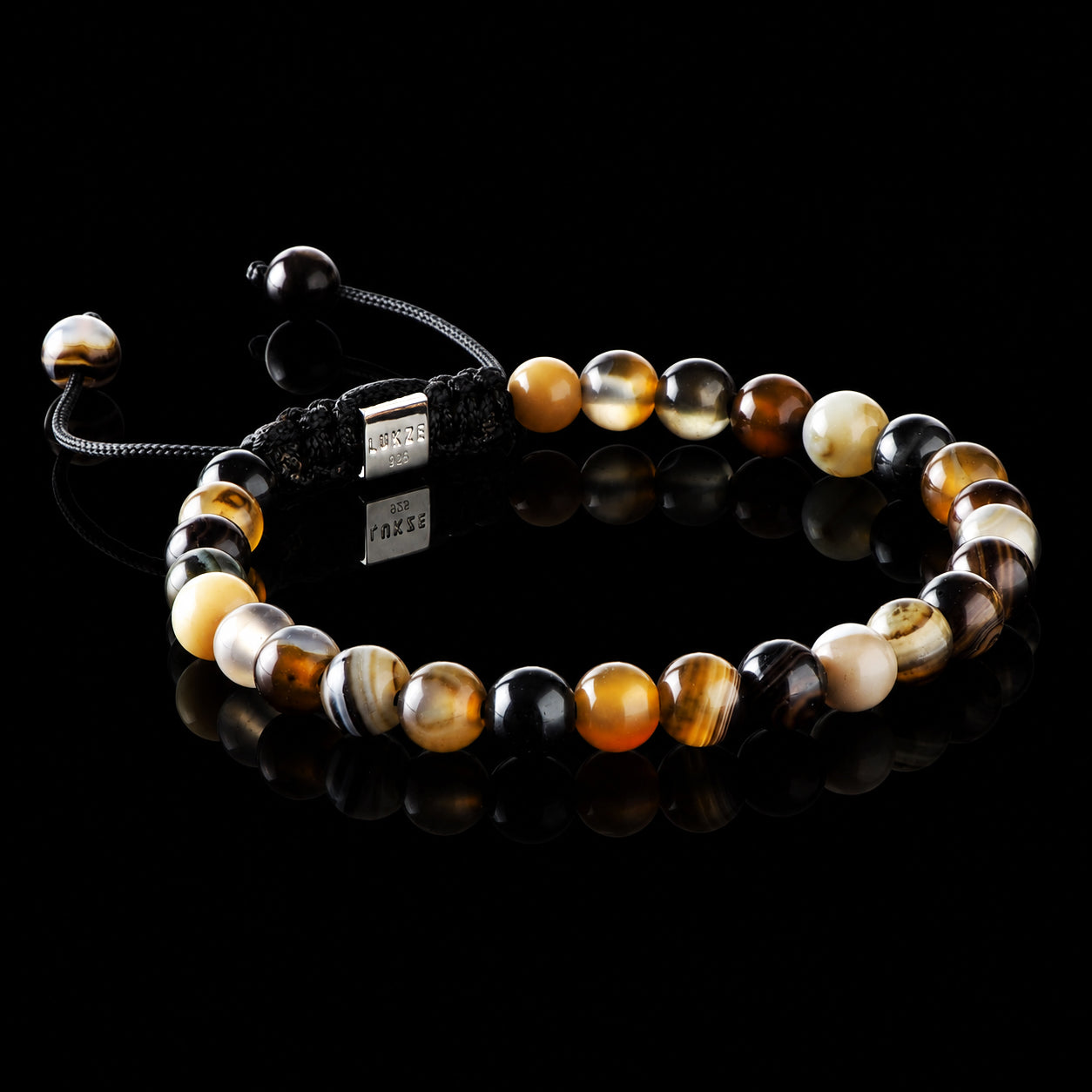 Makramee-Armband aus braunem gestreiftem Achat