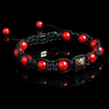 Coral + Diamond Shamballa Bracelet