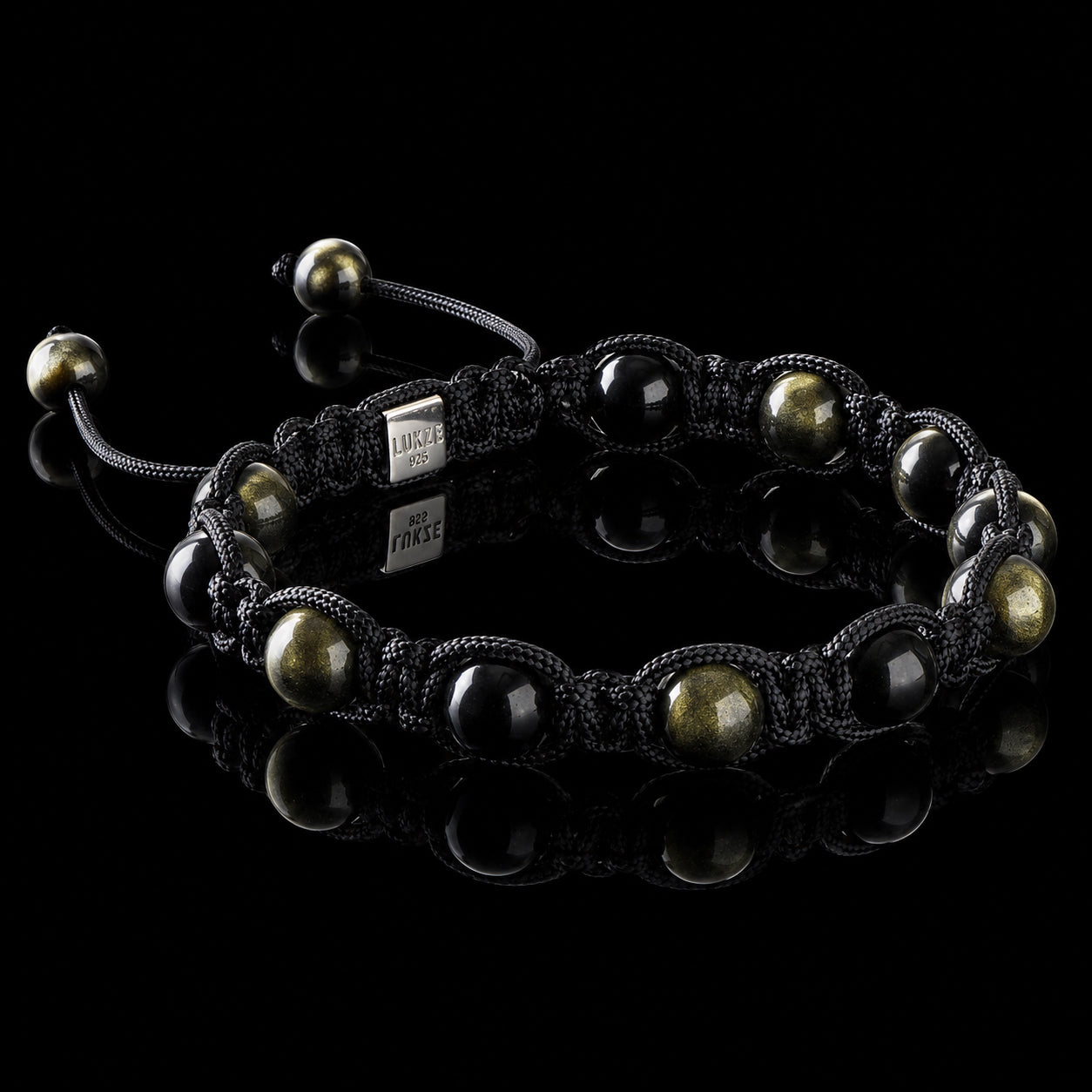 Goldener Obsidian Shamballa Armband