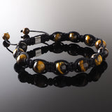 Yellow Tiger Eye Shamballa Bracelet - Premium Mens Bead Bracelet - Lukze