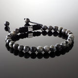 Larvikite Macramé Bracelet - Premium Mens Bead Bracelet - Lukze
