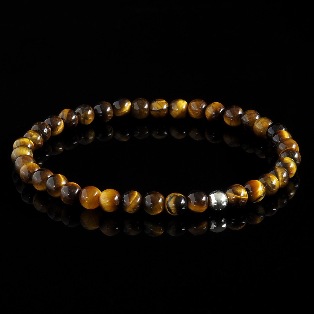 Yellow Tiger Eye + 925 Sterling Silver Bracelet - Premium Mens Bead Bracelet - Lukze