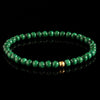 Malachite + Yellow Gold Bracelet - Premium Mens Bead Bracelet - Lukze