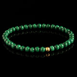 Malachite + Yellow Gold Bracelet - Premium Mens Bead Bracelet - Lukze