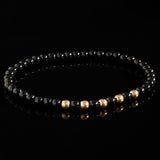 Onyx + Rose Gold Pentade Bracelet - Premium Mens Bead Bracelet - Lukze