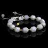 Moonstone + Gold Macramé Bracelet - Premium Mens Bead Bracelet - Lukze