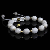 Moonstone + Gold Macramé Bracelet - Premium Mens Bead Bracelet - Lukze