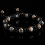 Leopardskin Jasper Shamballa Bracelet - Premium Mens Bead Bracelet - Lukze