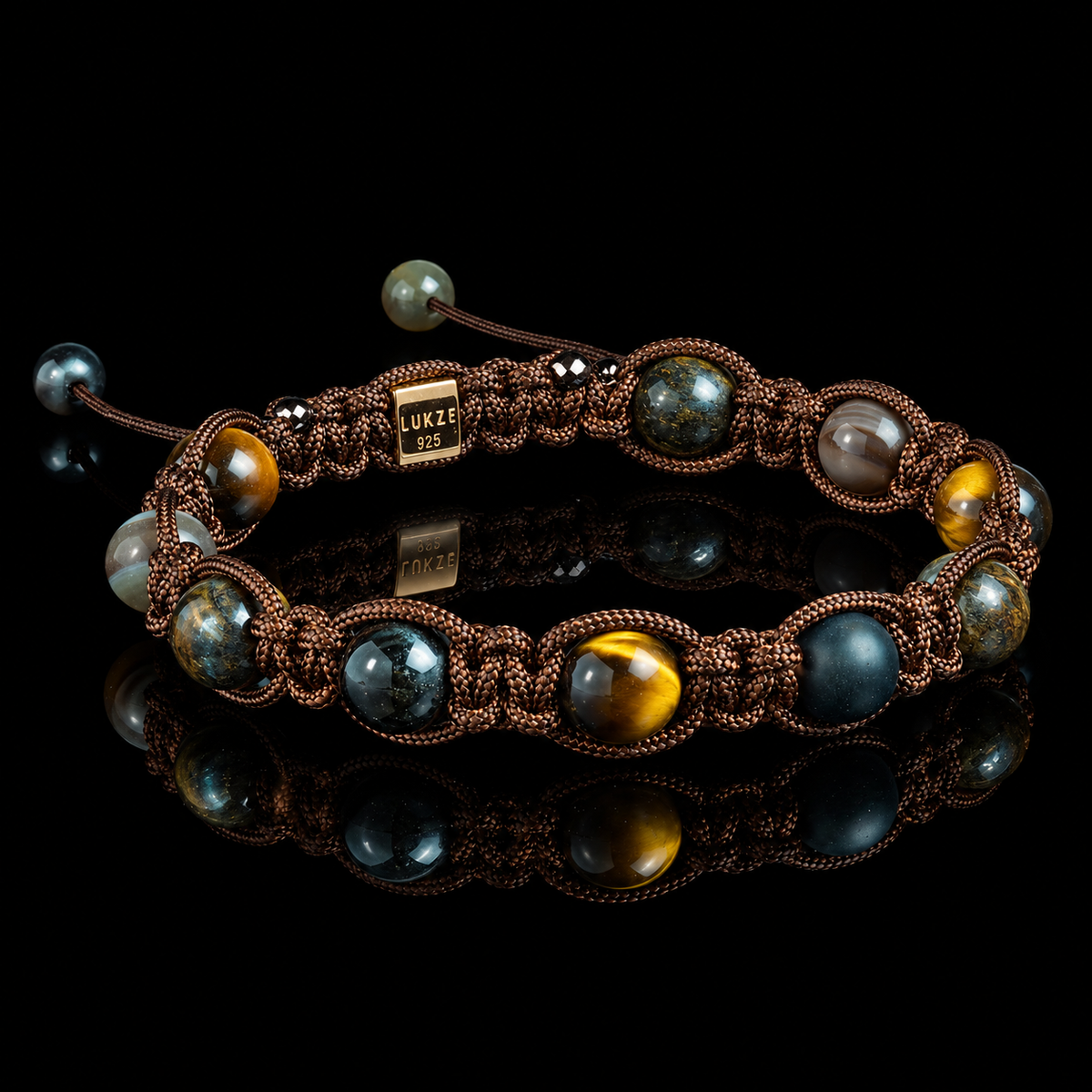 Brown Mixed Stone Shamballa Bracelet