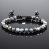 Larvikite Macramé Bracelet - Premium Mens Bead Bracelet - Lukze