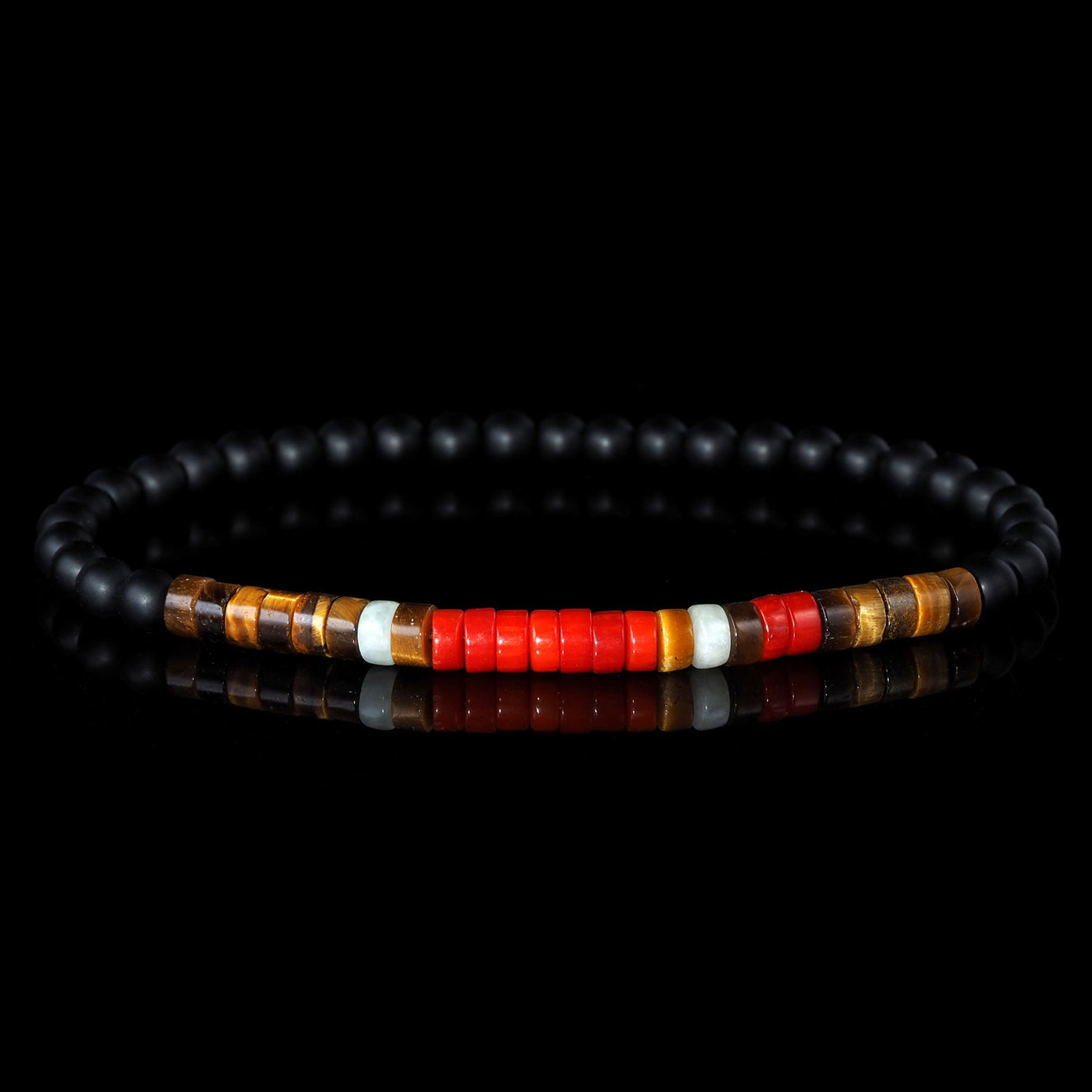 Koralle + Onyx Heishi Armband