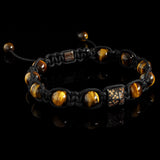 Champagne CZ Diamond + Yellow Tiger's Eye Shamballa Bracelet