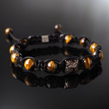 Champagne CZ Diamond + Yellow Tiger's Eye Shamballa Bracelet - Premium Mens Bead Bracelet - Lukze