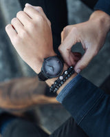 Triple Black Macramé Bracelet - Premium Mens Bead Bracelet - Lukze