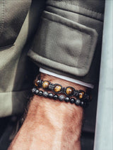 Triple Black Macramé Bracelet - Premium Mens Bead Bracelet - Lukze